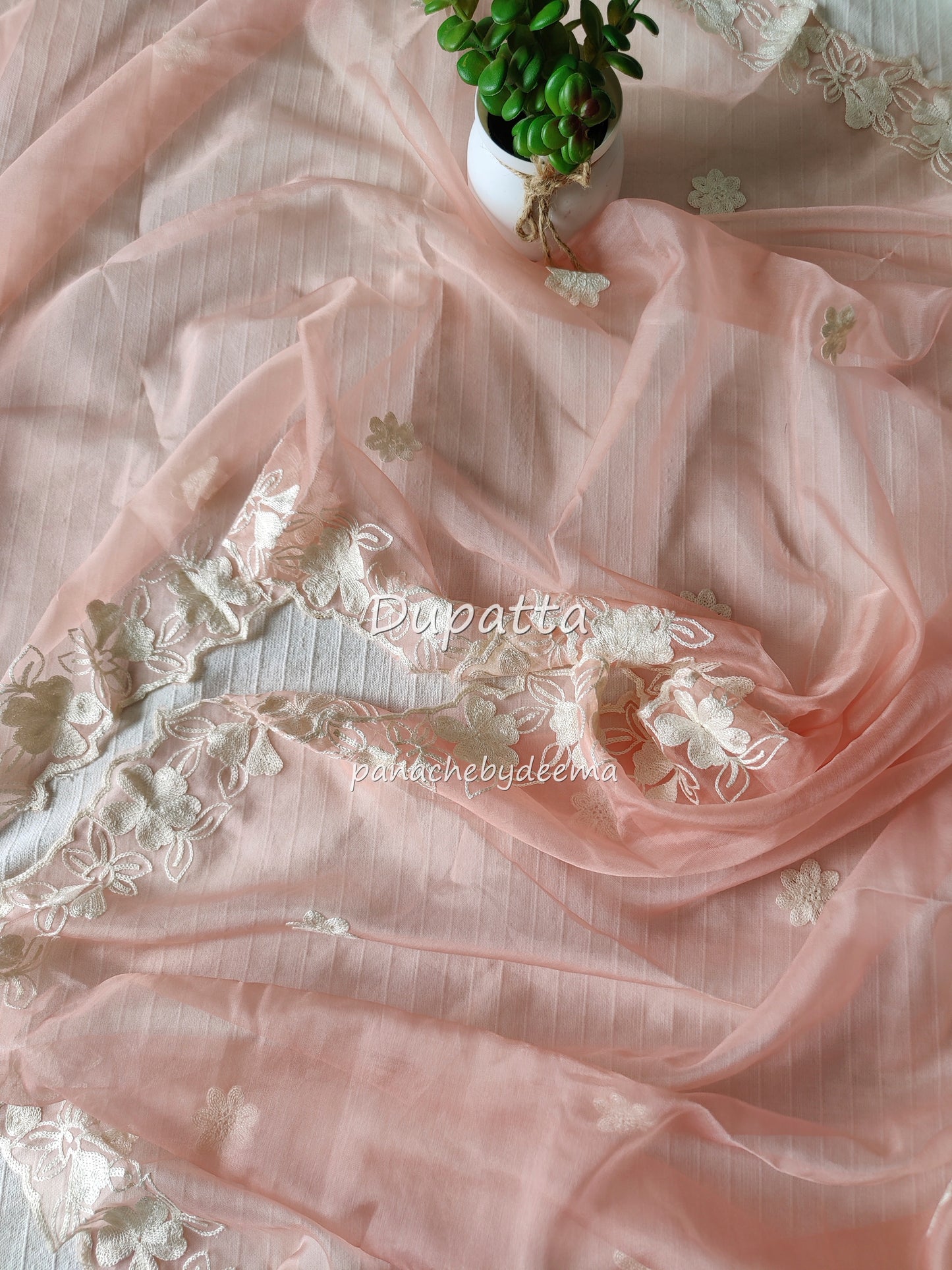 Unstitched salwar set with embroidery |Light peach| PC4