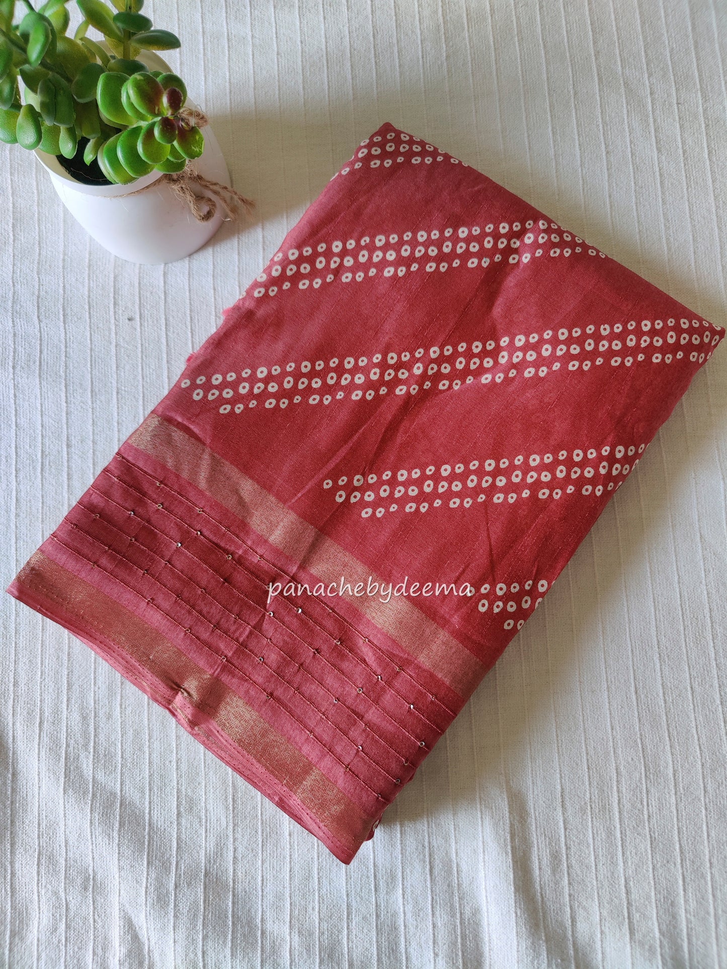 Beautiful semisilk casual wear saree with sequined borders | Dusty pink | KA1