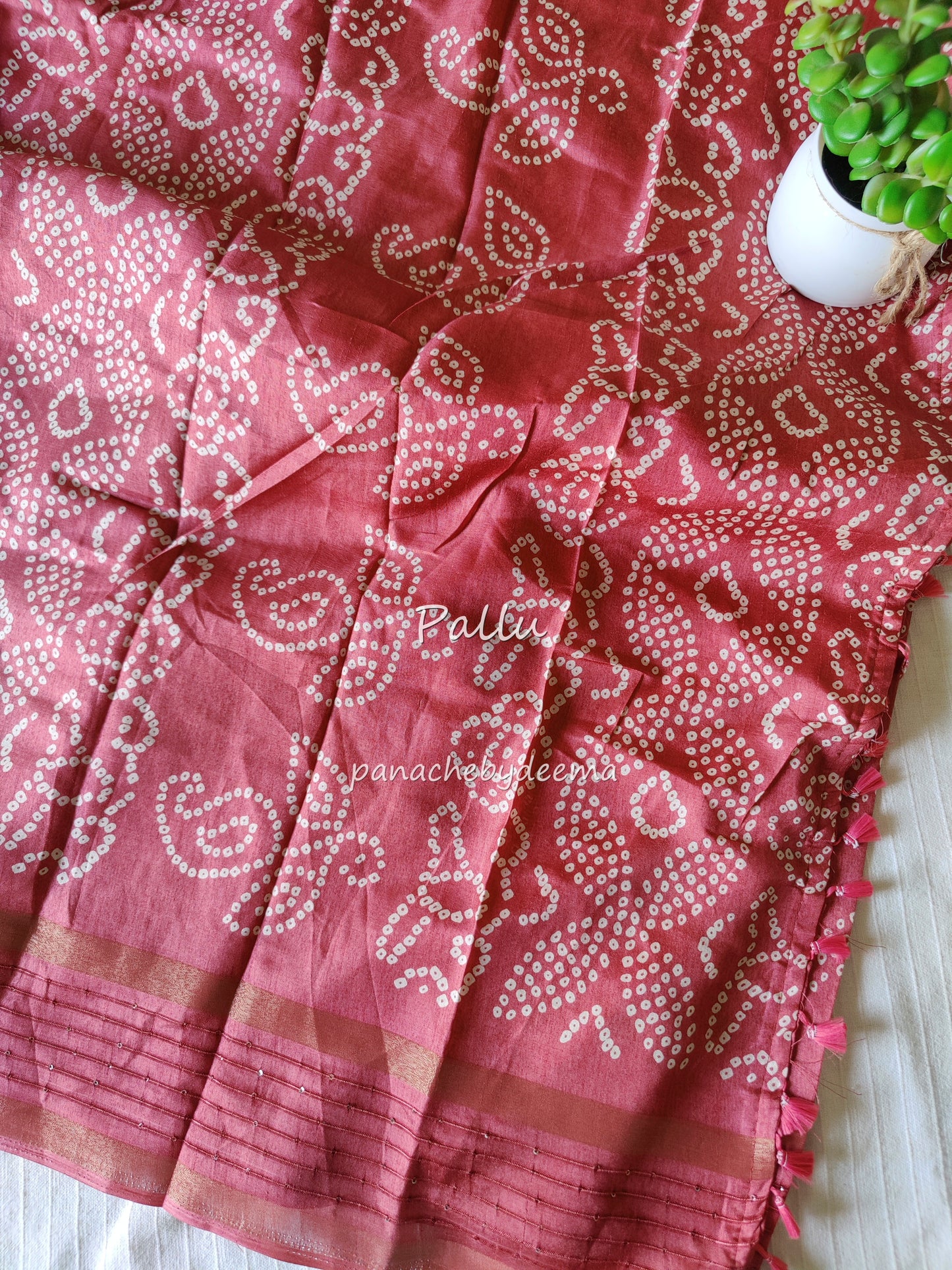 Beautiful semisilk casual wear saree with sequined borders | Dusty pink | KA1
