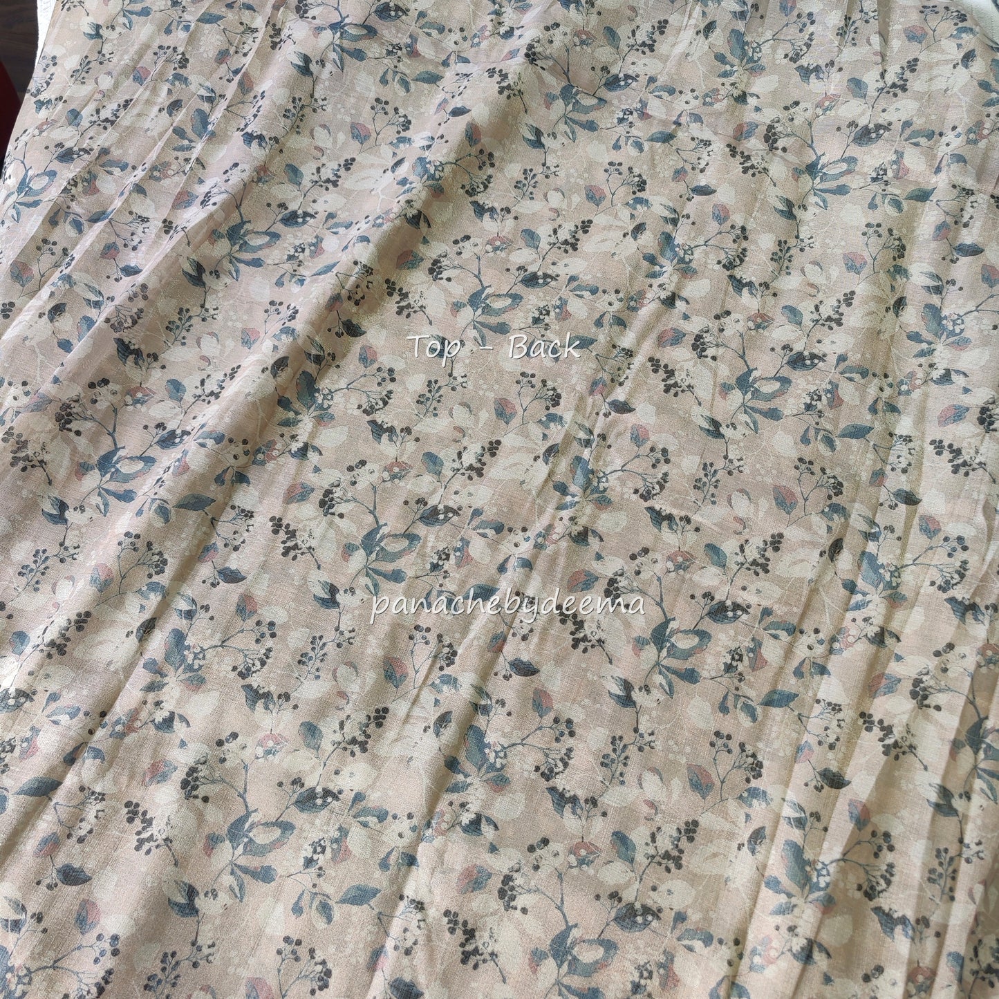 Digital print unstitched salwar set with embroidery |Cream with teal blue| AL1