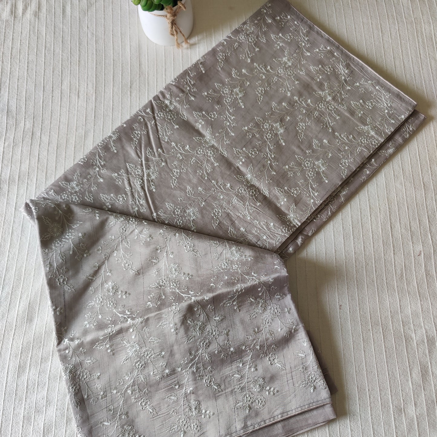Pastel semi raw silk saree with embroidery | PSTL4