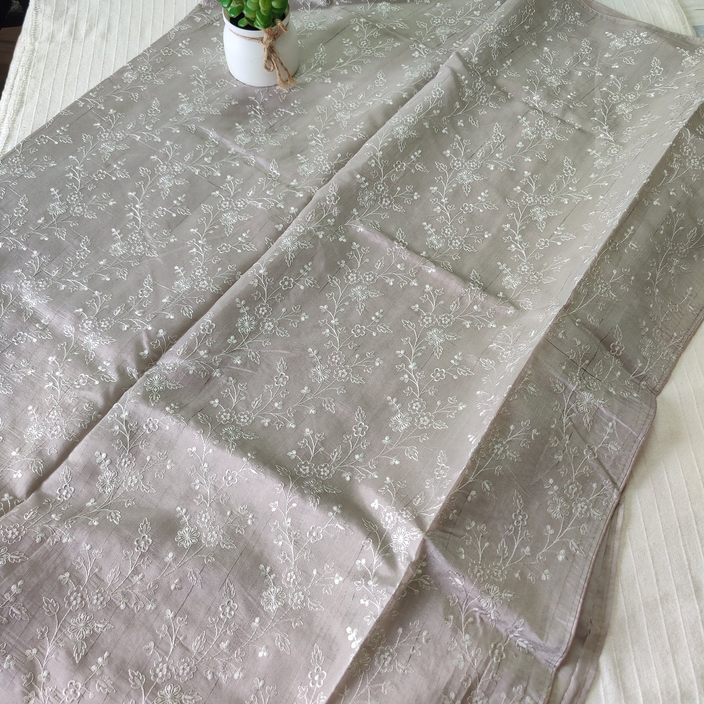 Pastel semi raw silk saree with embroidery | PSTL4
