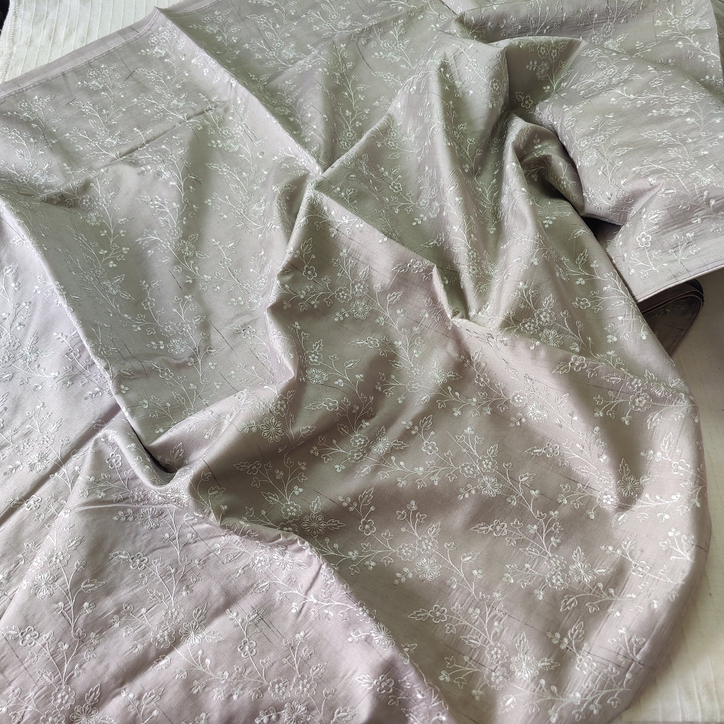 Pastel semi raw silk saree with embroidery | PSTL4