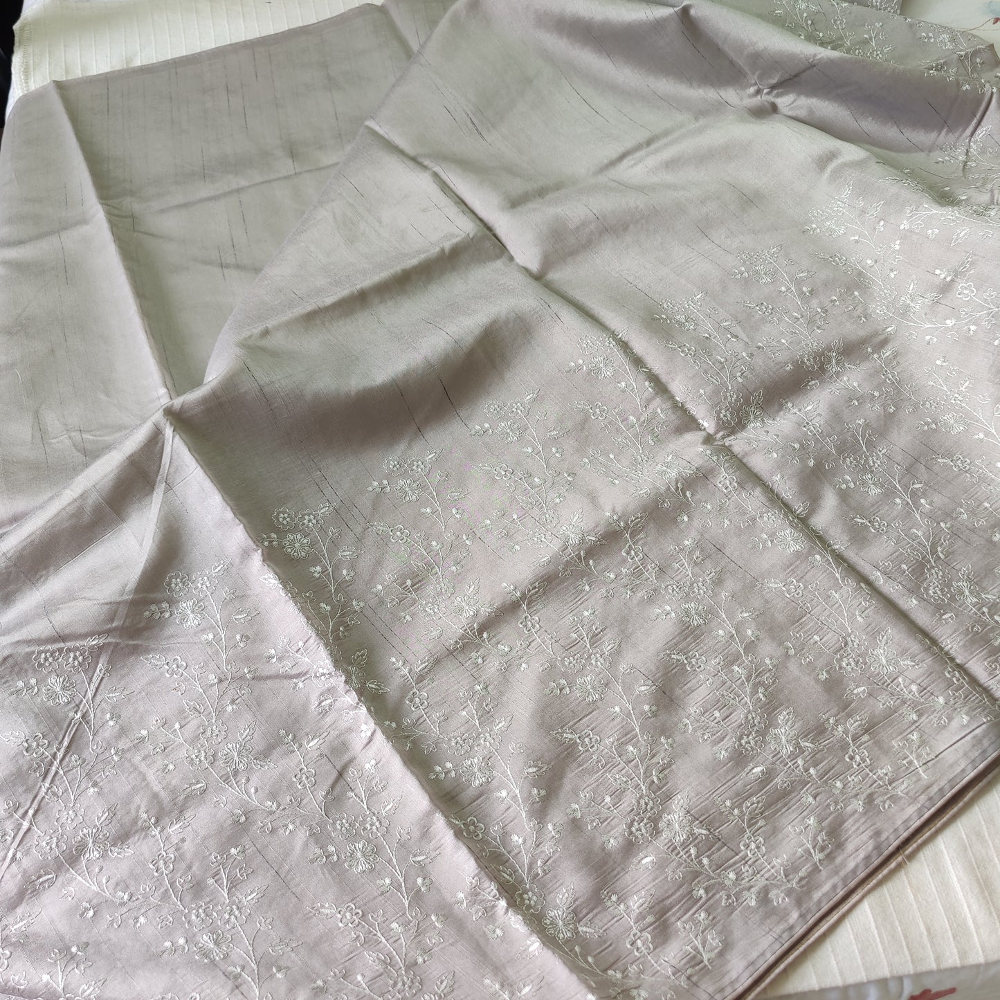 Pastel semi raw silk saree with embroidery | PSTL4