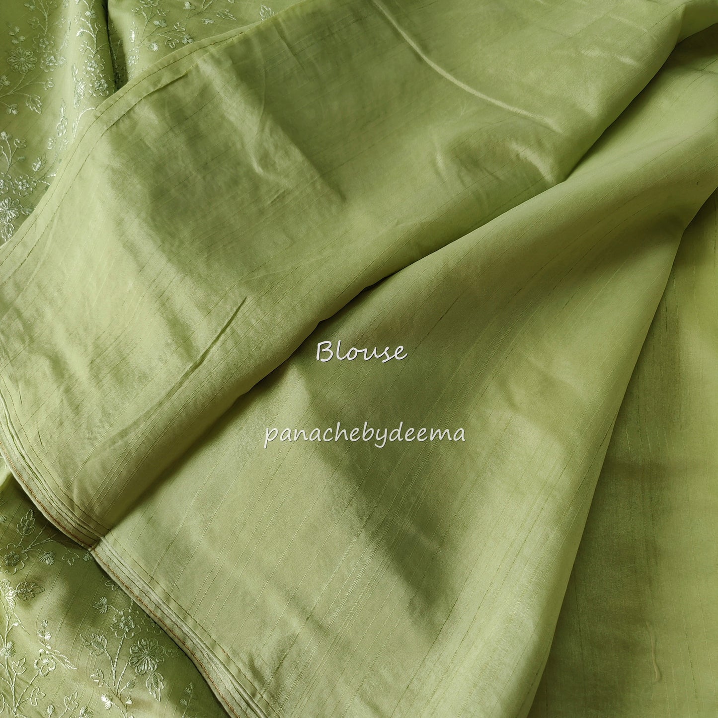 Pastel semi raw silk saree with embroidery|Pastel green | PSTL5