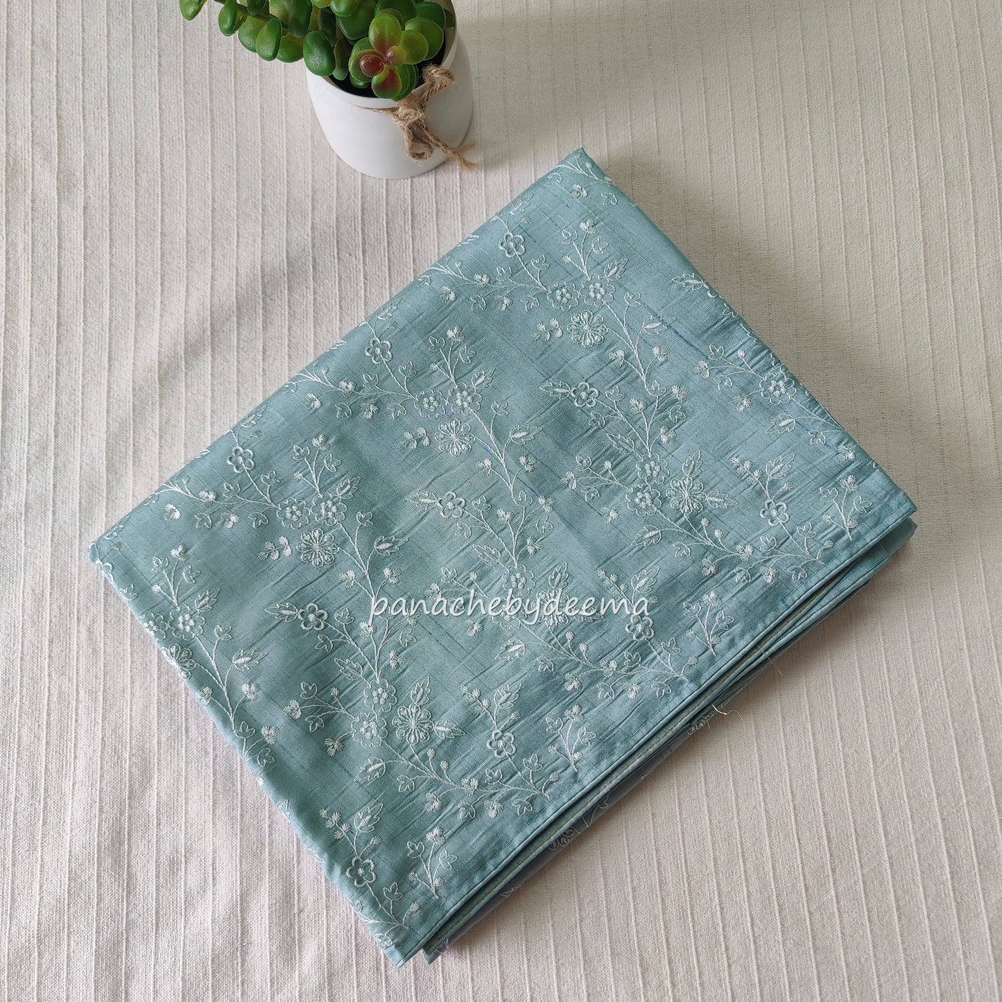 Pastel semi raw silk saree with embroidery| light sea blue | PSTL7