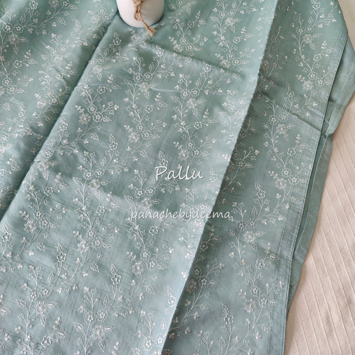 Pastel semi raw silk saree with embroidery| light sea blue | PSTL7