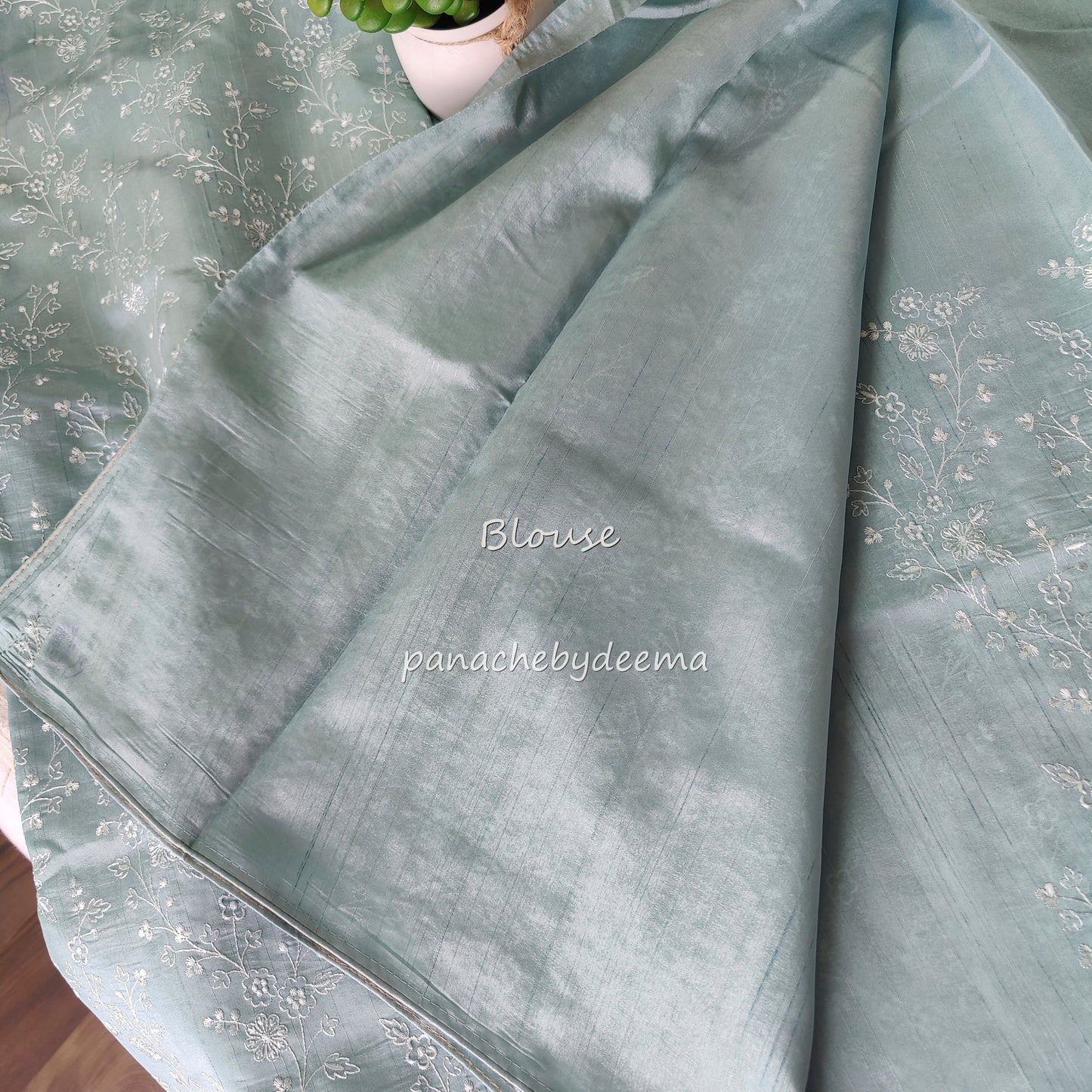 Pastel semi raw silk saree with embroidery| light sea blue | PSTL7
