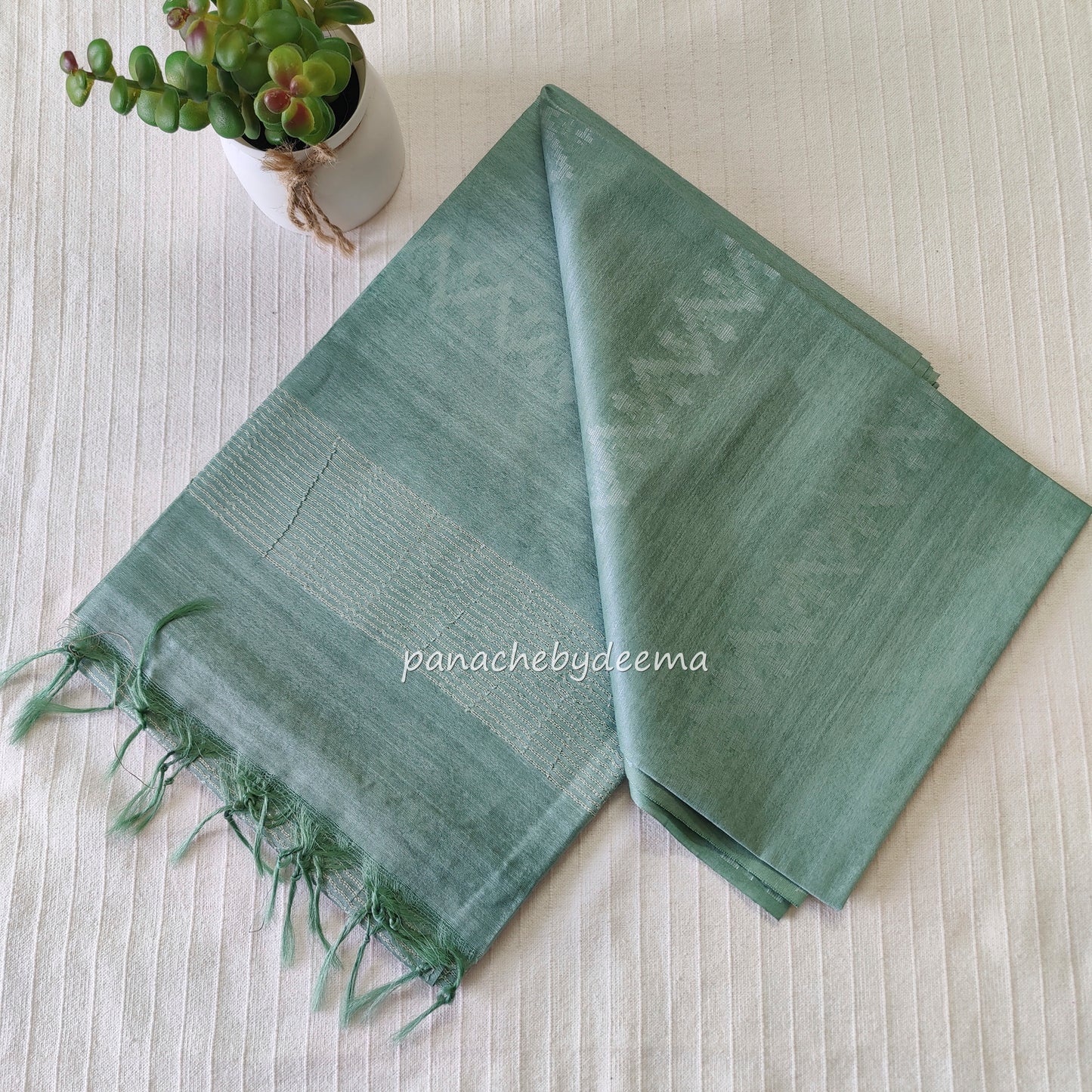 Semi tussar saree with thread weaving| GREEN | D6