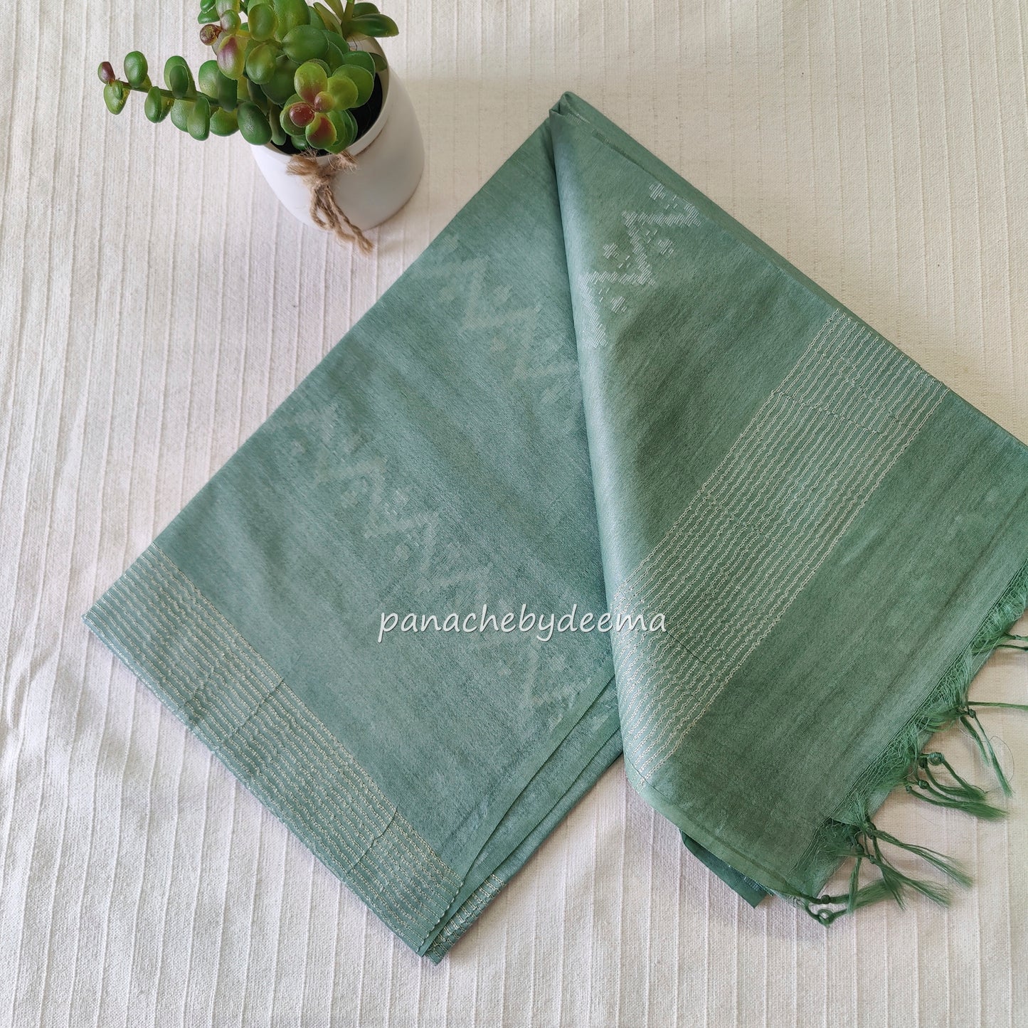 Semi tussar saree with thread weaving| GREEN | D6