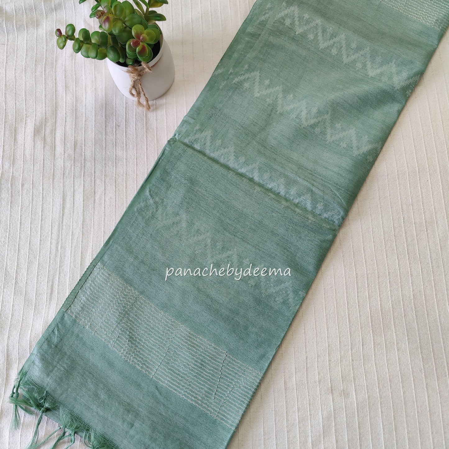 Semi tussar saree with thread weaving| GREEN | D6