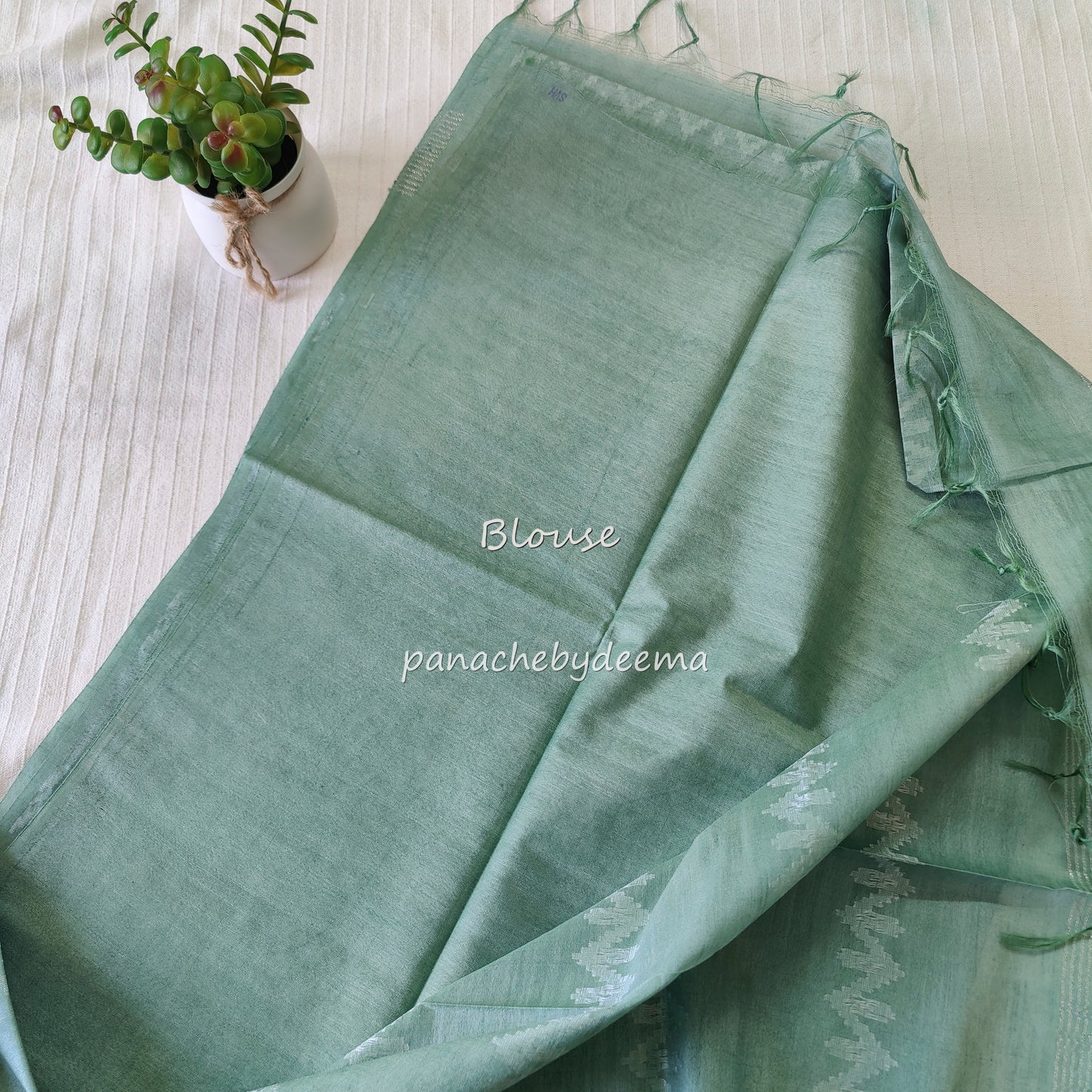 Semi tussar saree with thread weaving| GREEN | D6