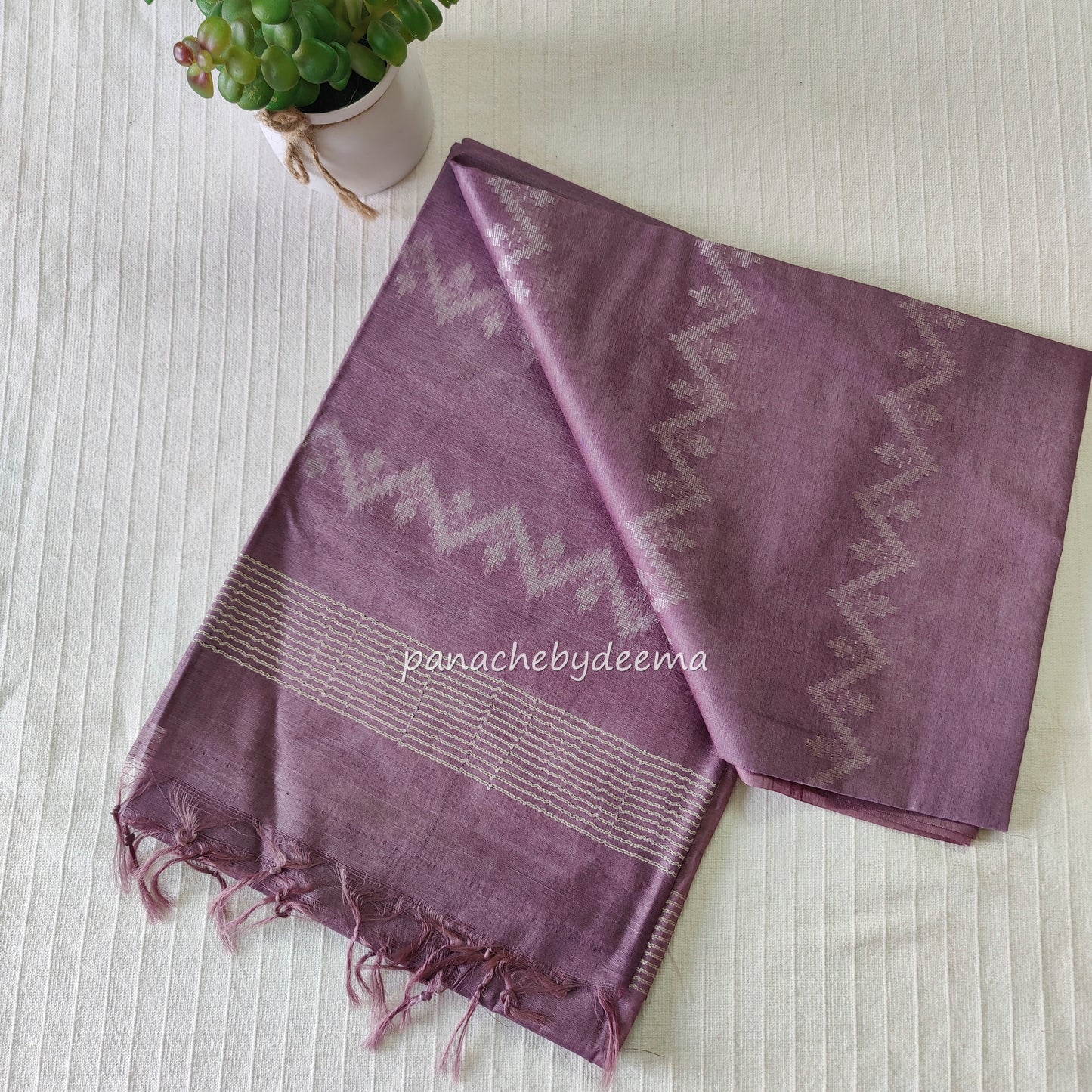 Semi tussar saree with thread weaving| Onion pink| D4
