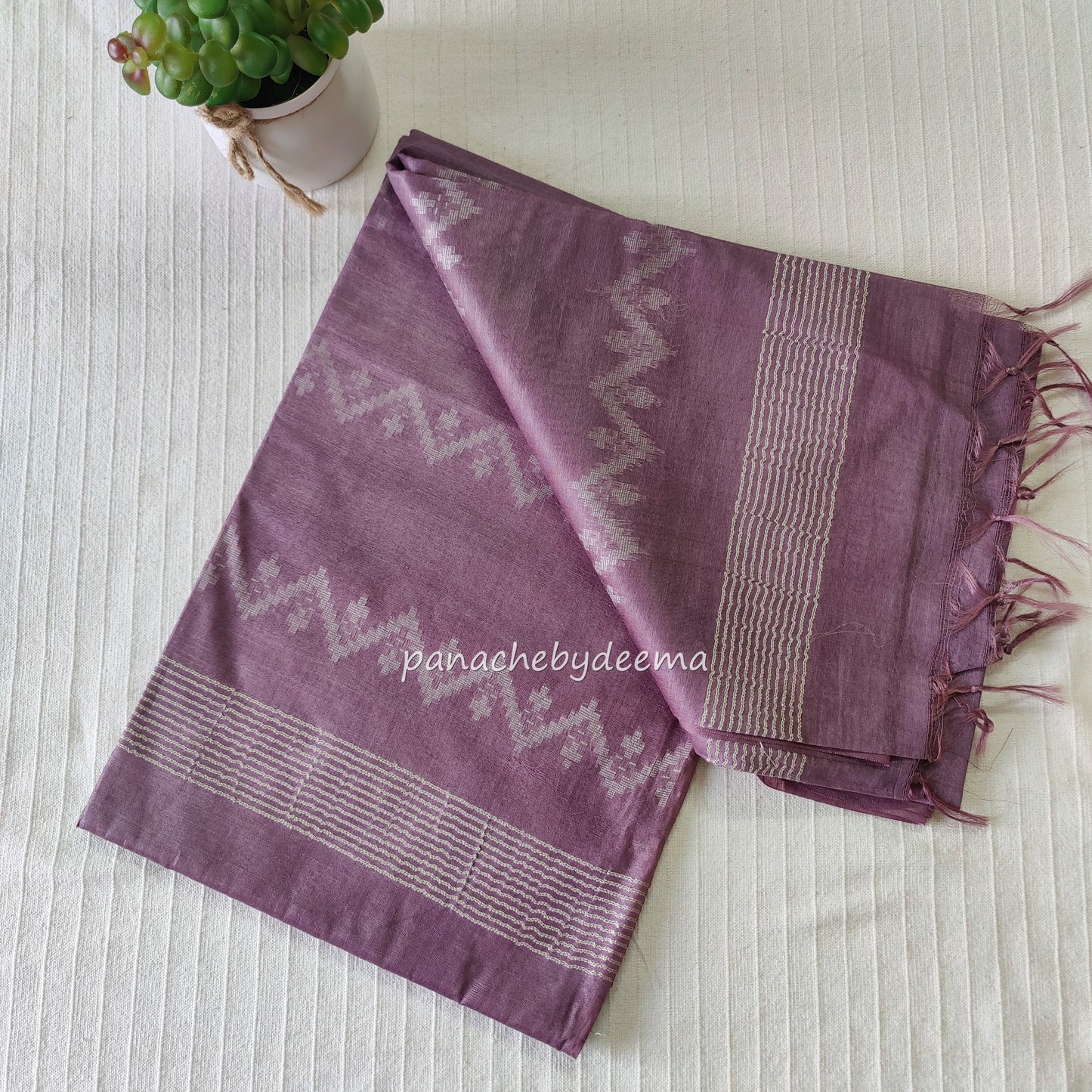 Semi tussar saree with thread weaving| Onion pink| D4