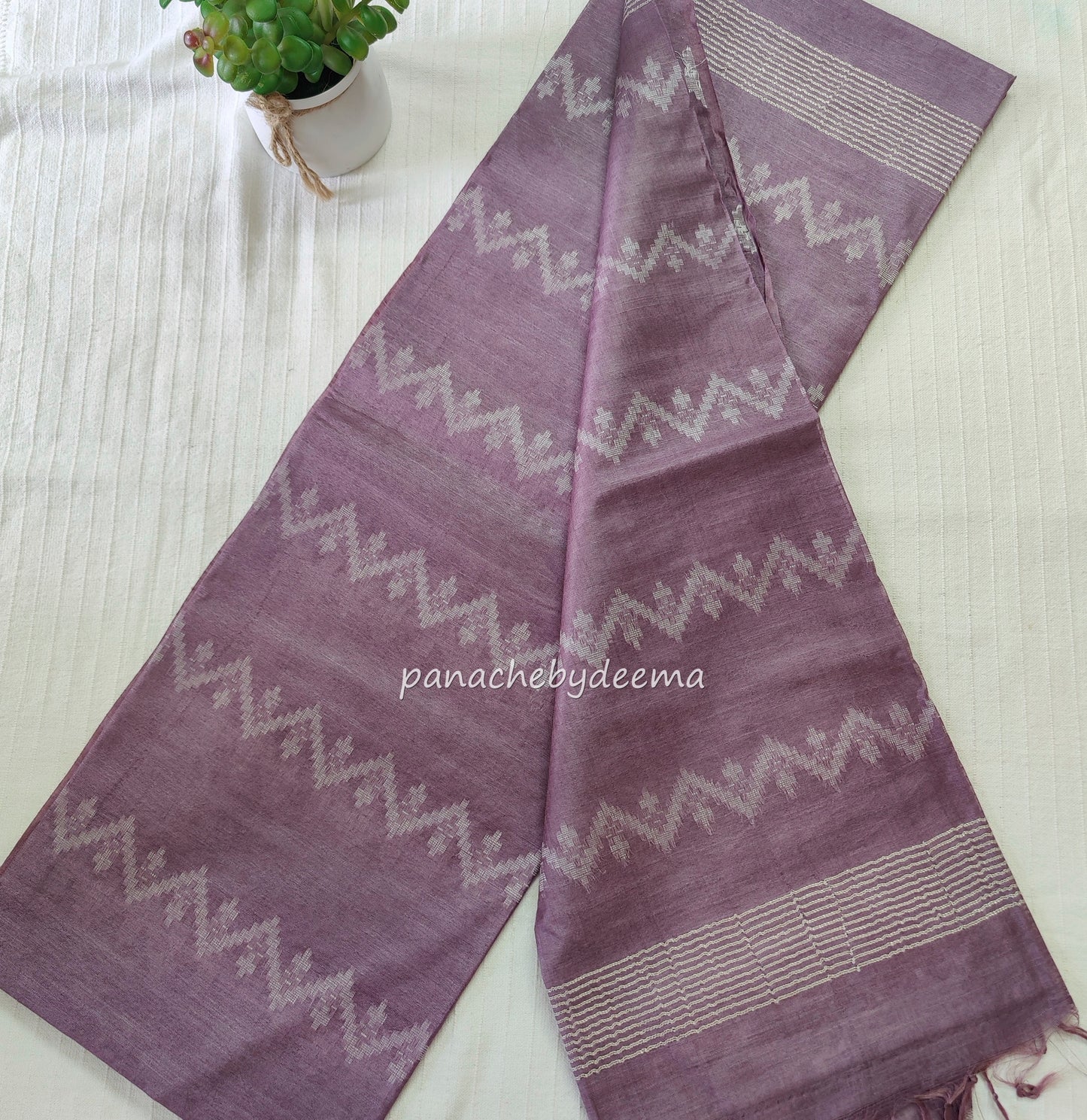 Semi tussar saree with thread weaving| Onion pink| D4