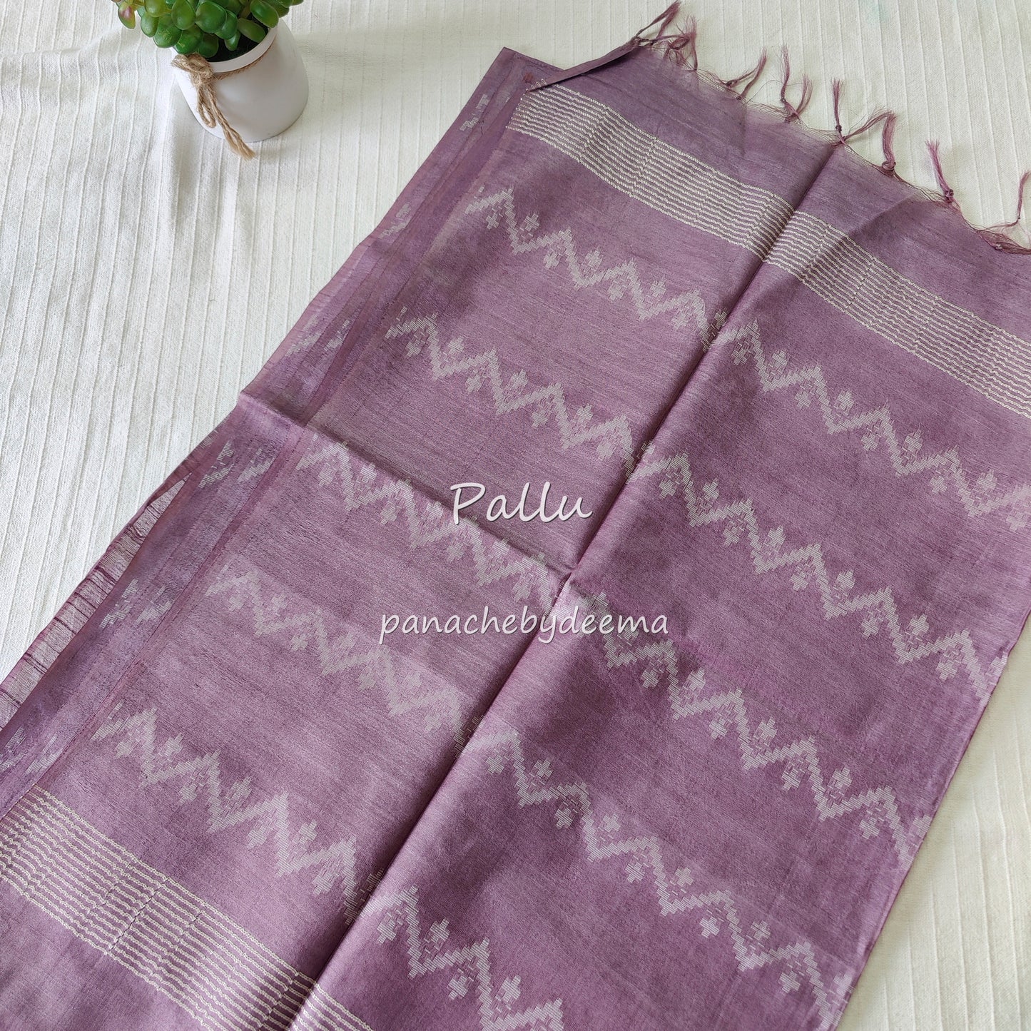 Semi tussar saree with thread weaving| Onion pink| D4