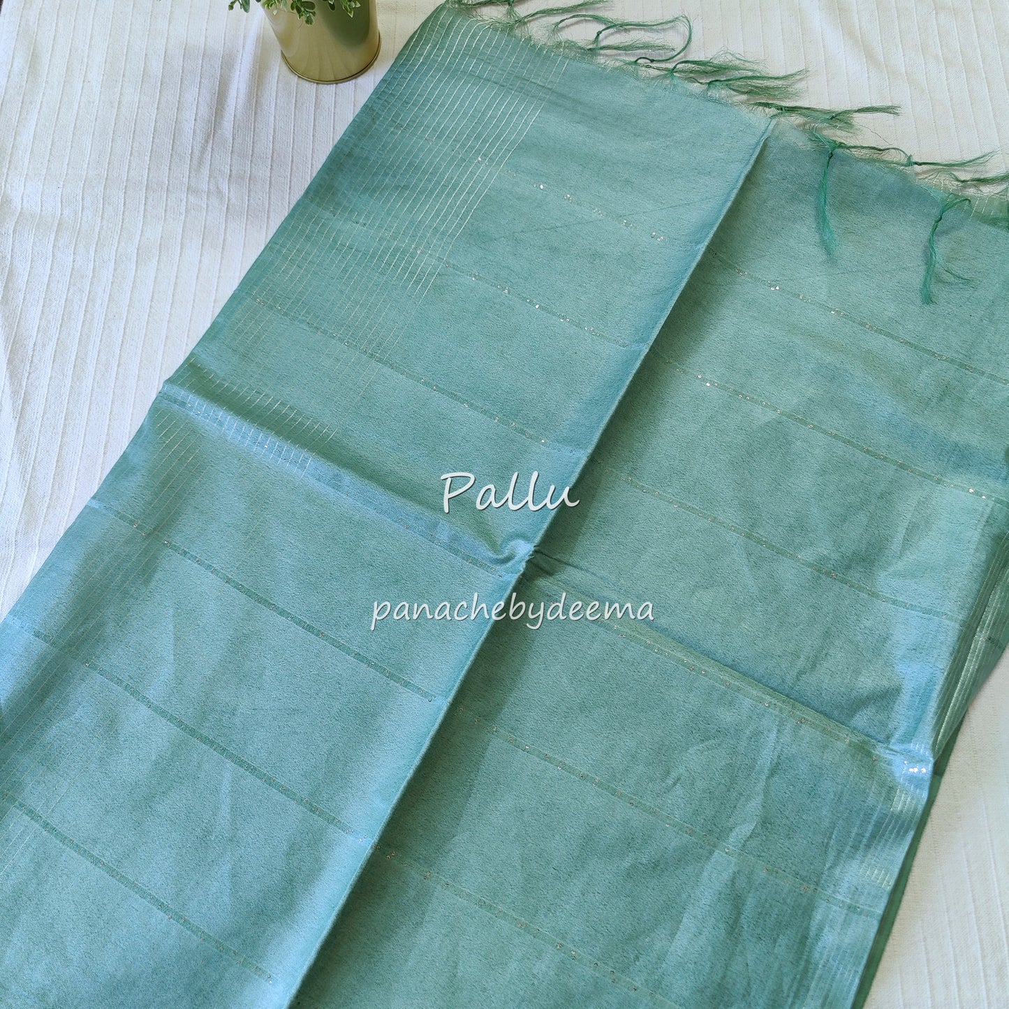Semi tussar saree with silver zari weaving| green| D8