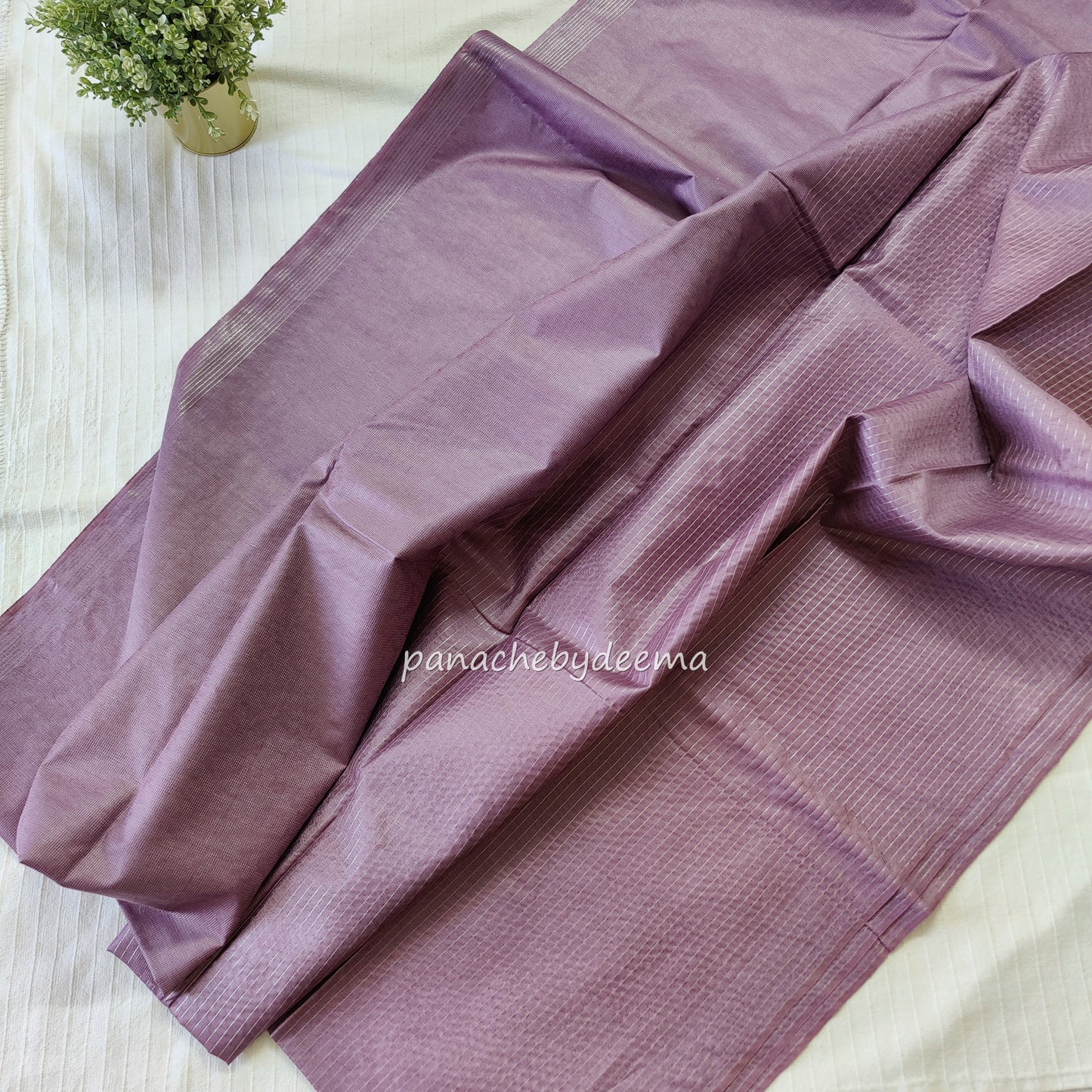 Semi tussar saree with silver zari weaving and striped borders| Onion pink | D9