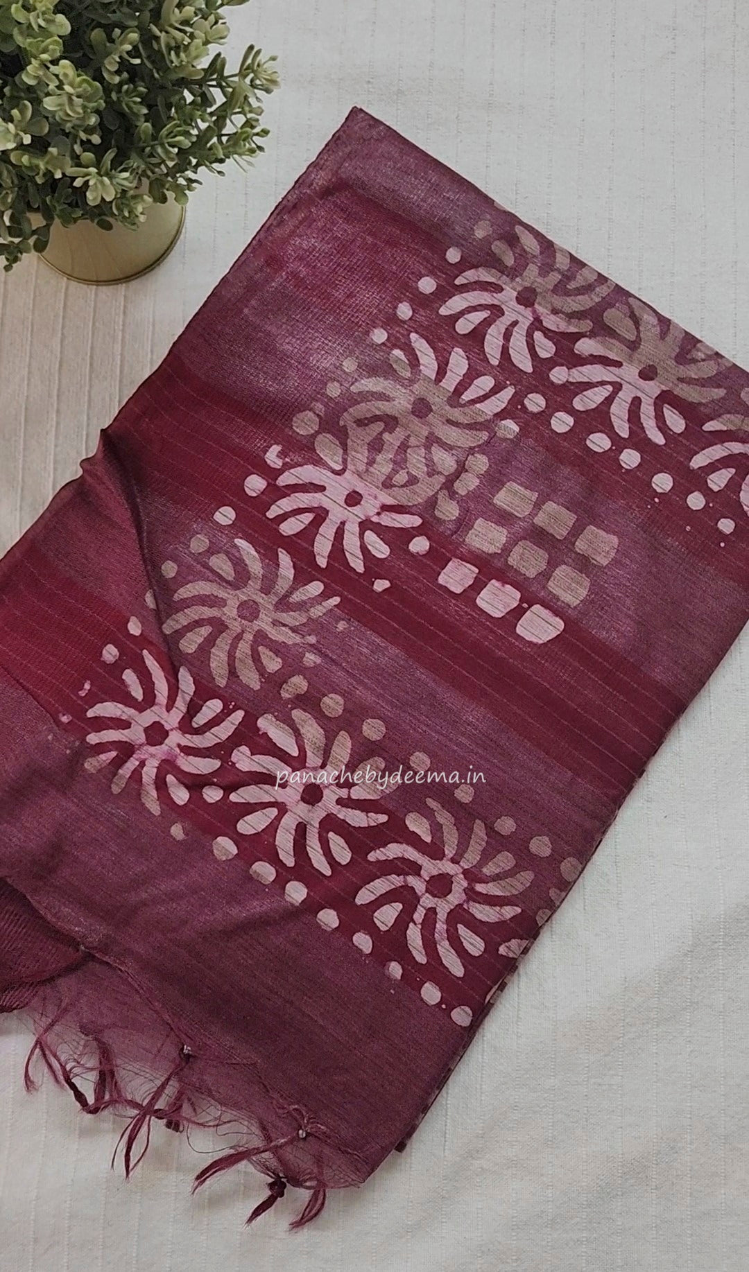 Semi tussar saree with Batik design | Pink |BT2