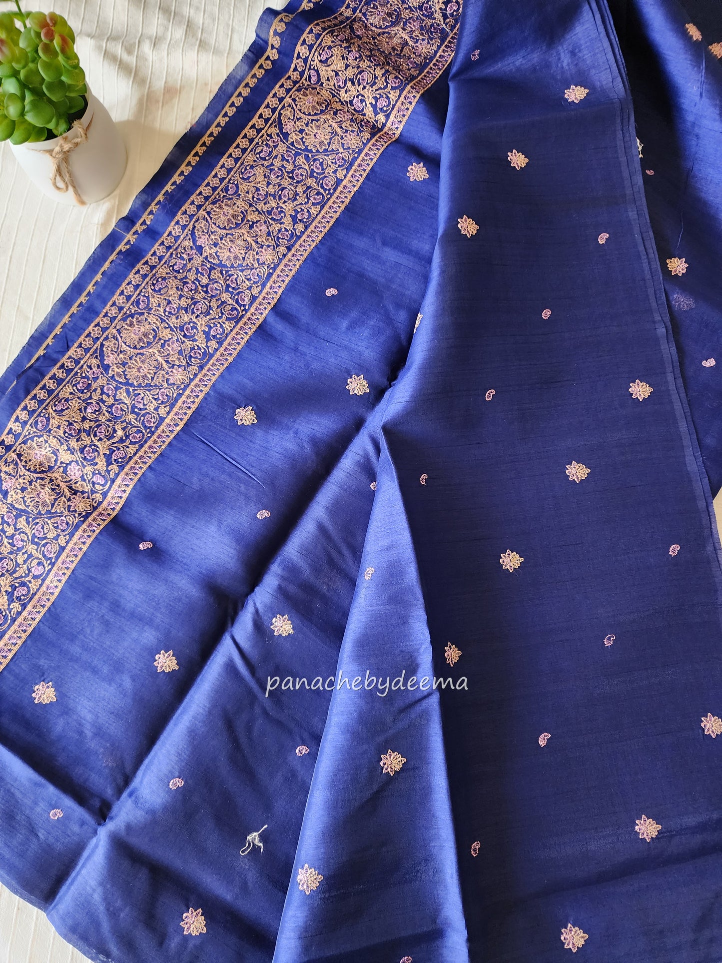 Matka silk designer saree with heavy embroidery | Dark Blue | MT8
