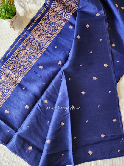 Matka silk designer saree with heavy embroidery | Dark Blue | MT8
