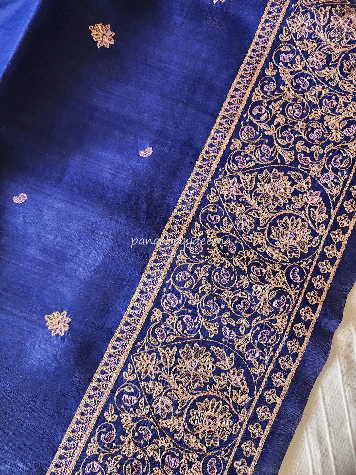 Matka silk designer saree with heavy embroidery | Dark Blue | MT8