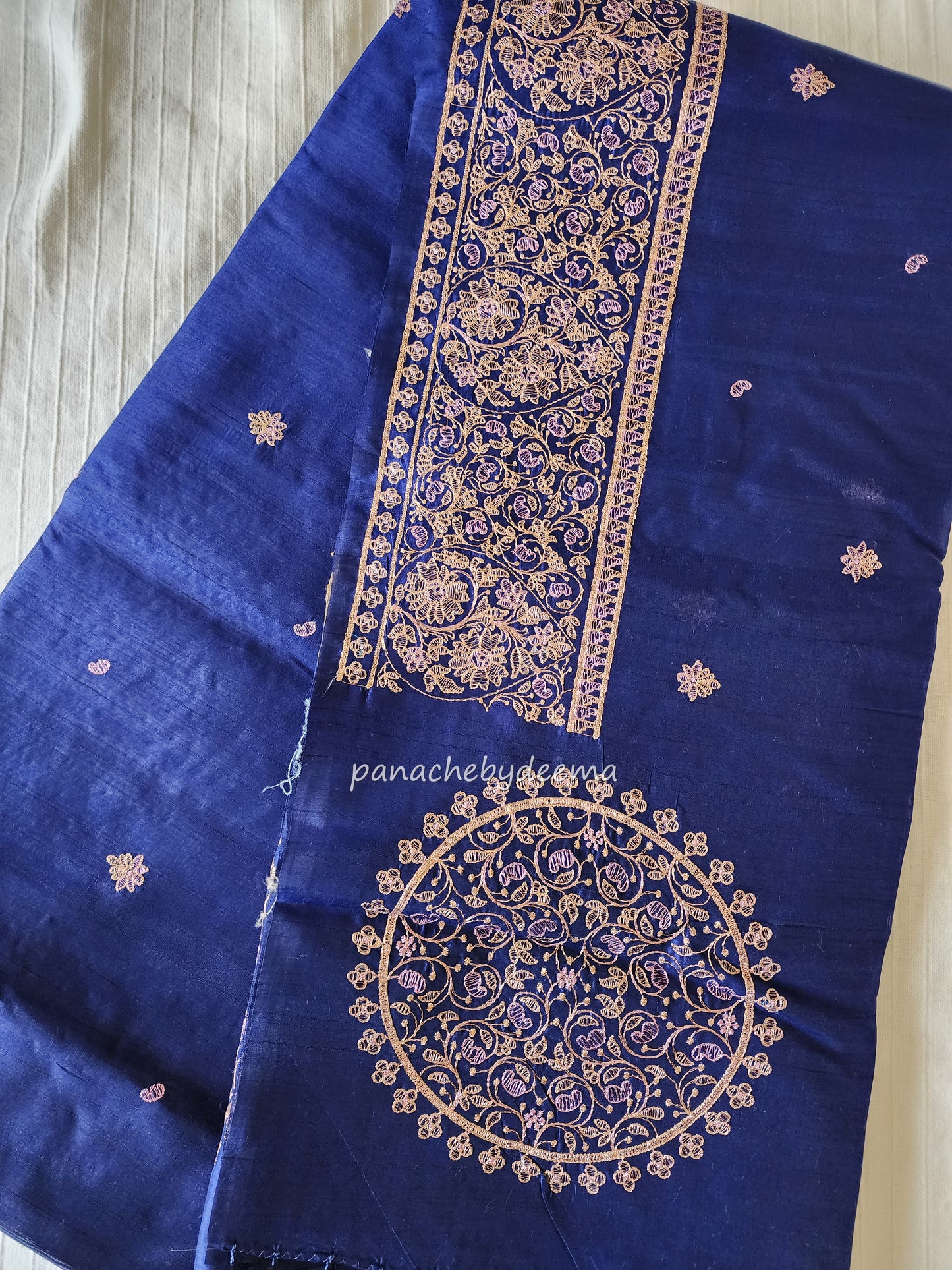 Matka silk designer saree with heavy embroidery | Dark Blue | MT8