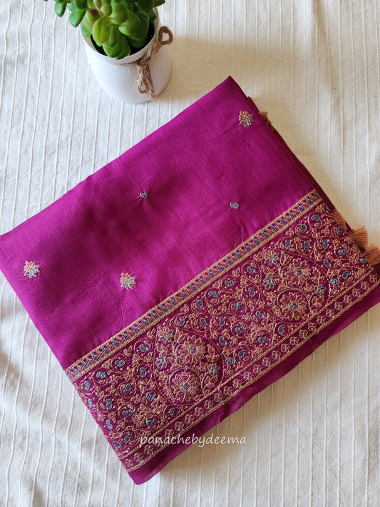 Matka silk designer saree with heavy embroidery | Vadamalli shade | MT6