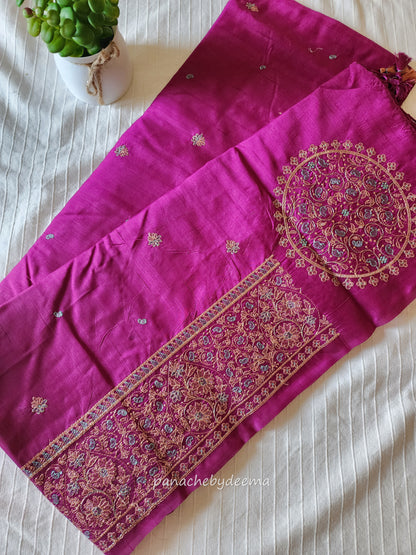 Matka silk designer saree with heavy embroidery | Vadamalli shade | MT6