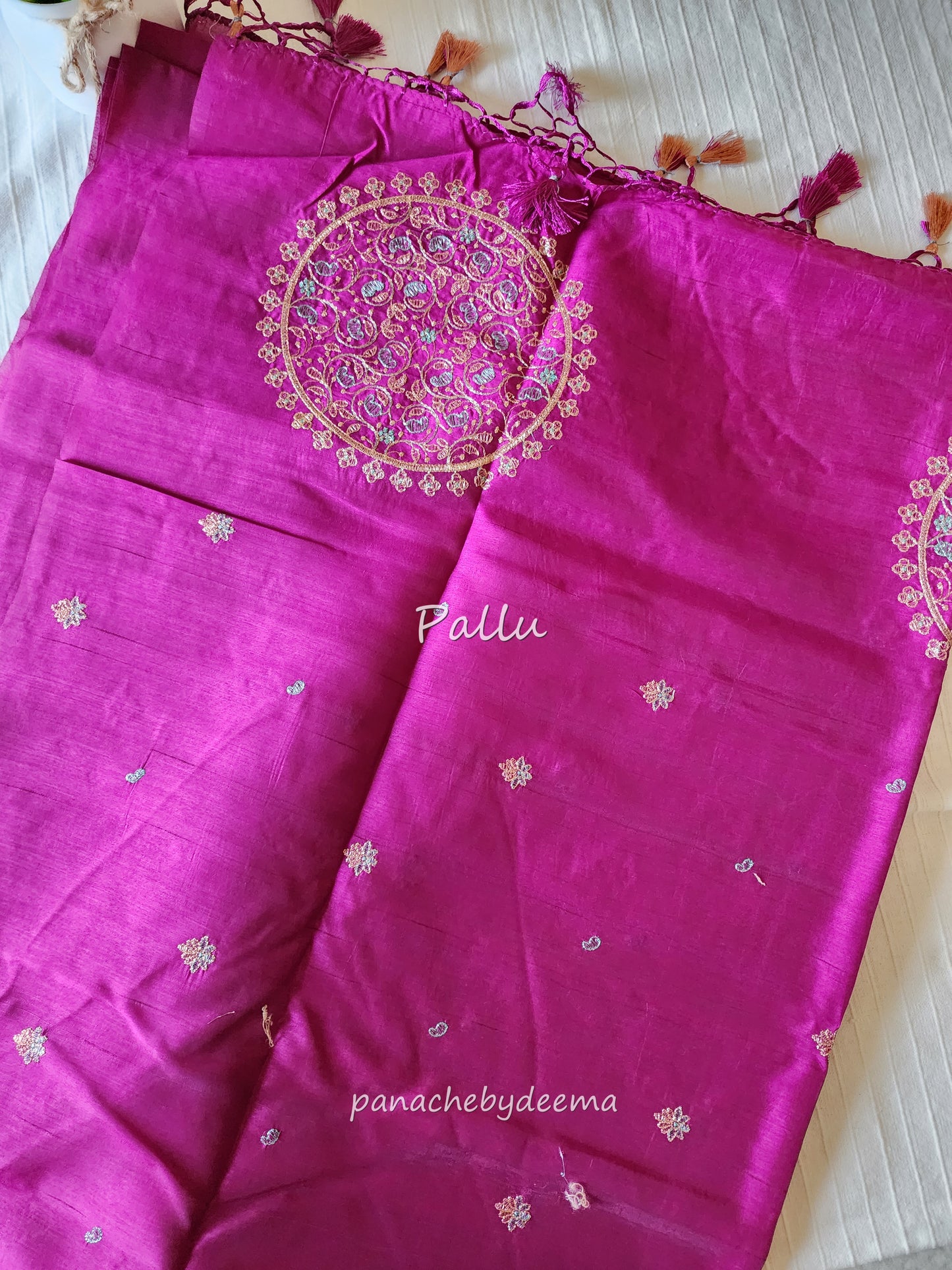 Matka silk designer saree with heavy embroidery | Vadamalli shade | MT6