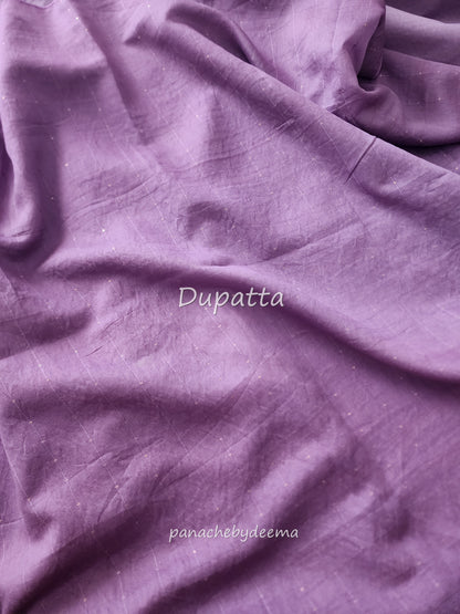 Semi raw silk hakoba material unstitched salwar set | Lavender | H1