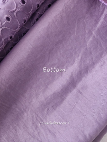 Semi raw silk hakoba material unstitched salwar set | Lavender | H1