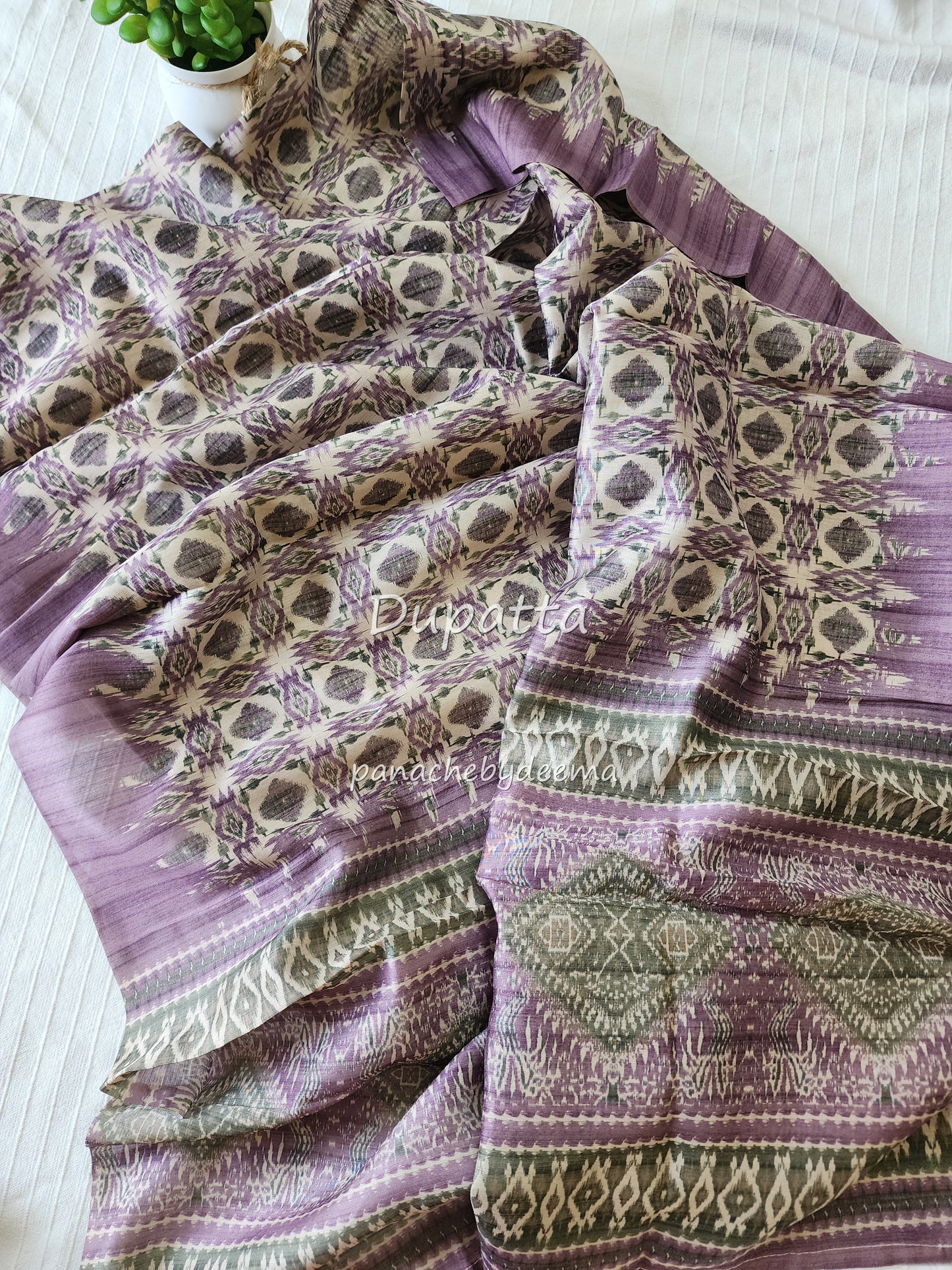 Semi silk unstitched salwar set | Ligt brown with purple bottom  | B1