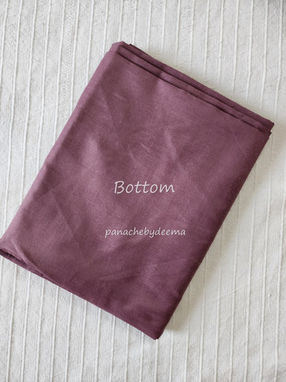 Semi silk unstitched salwar set | Ligt brown with purple bottom  | B1
