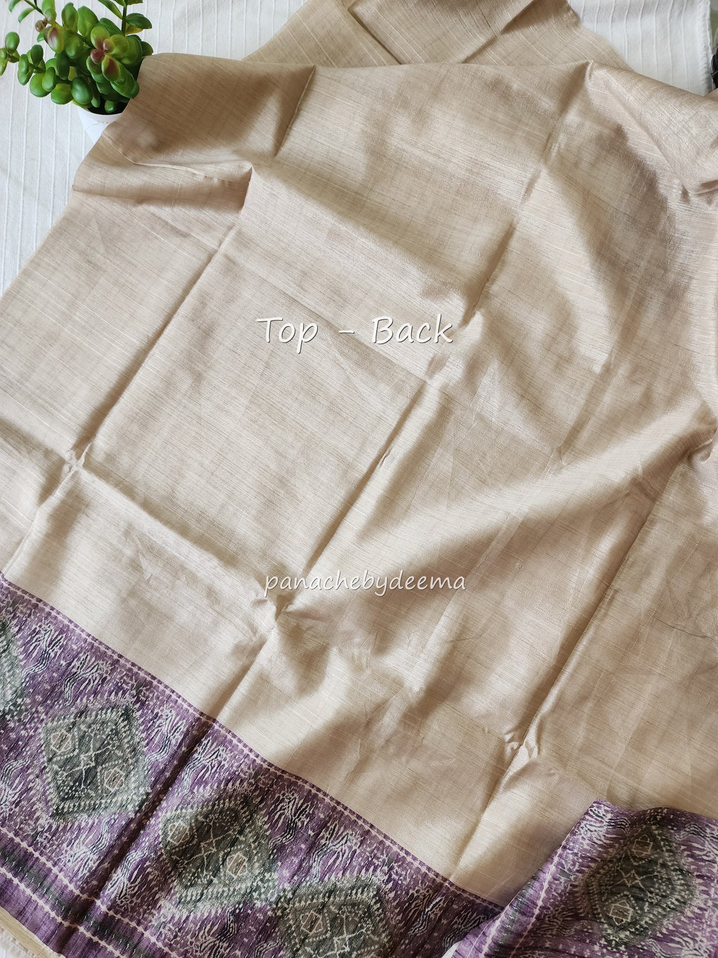 Semi silk unstitched salwar set | Ligt brown with purple bottom  | B1