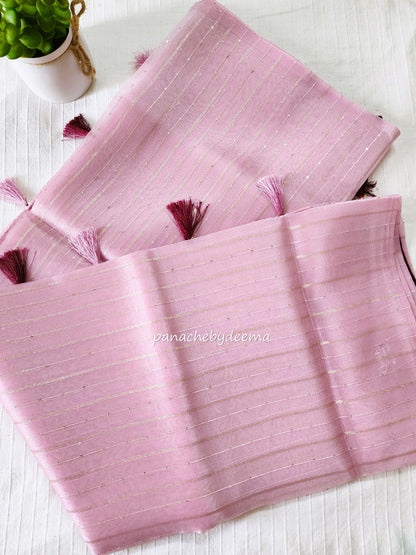 Tissue organza saree with sequins | pink | T1
