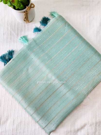 Tissue organza saree with sequins | Light rama green | T5