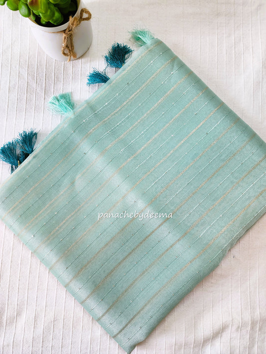 Tissue organza saree with sequins | Light rama green | T5