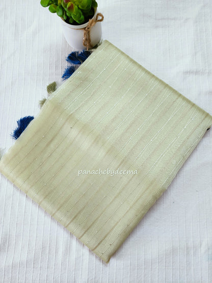 Tissue organza saree with sequins | Greenish yellow | T2
