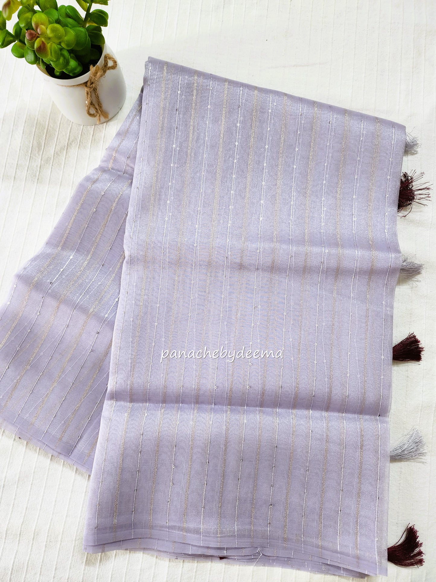 Tissue organza saree with sequins | Lavender | T3