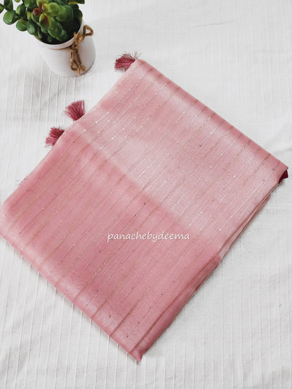 Tissue organza saree with sequins | Peachy pink| T4