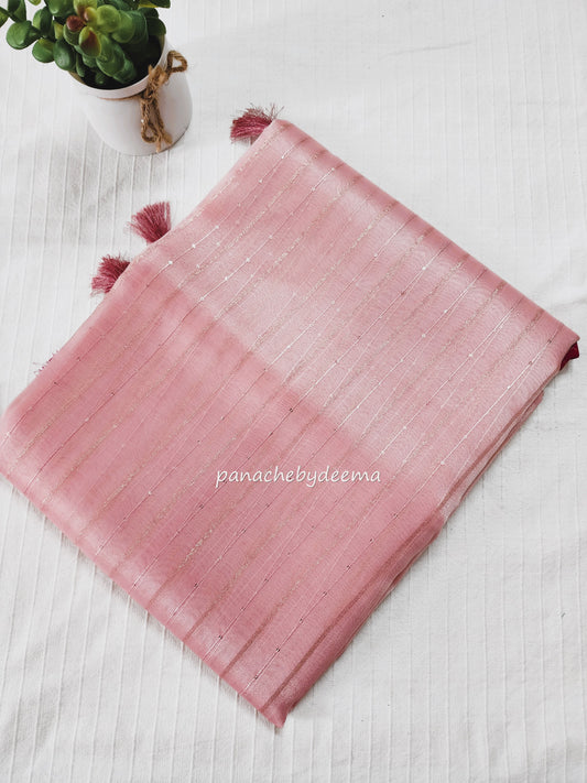 Tissue organza saree with sequins | Peachy pink| T4