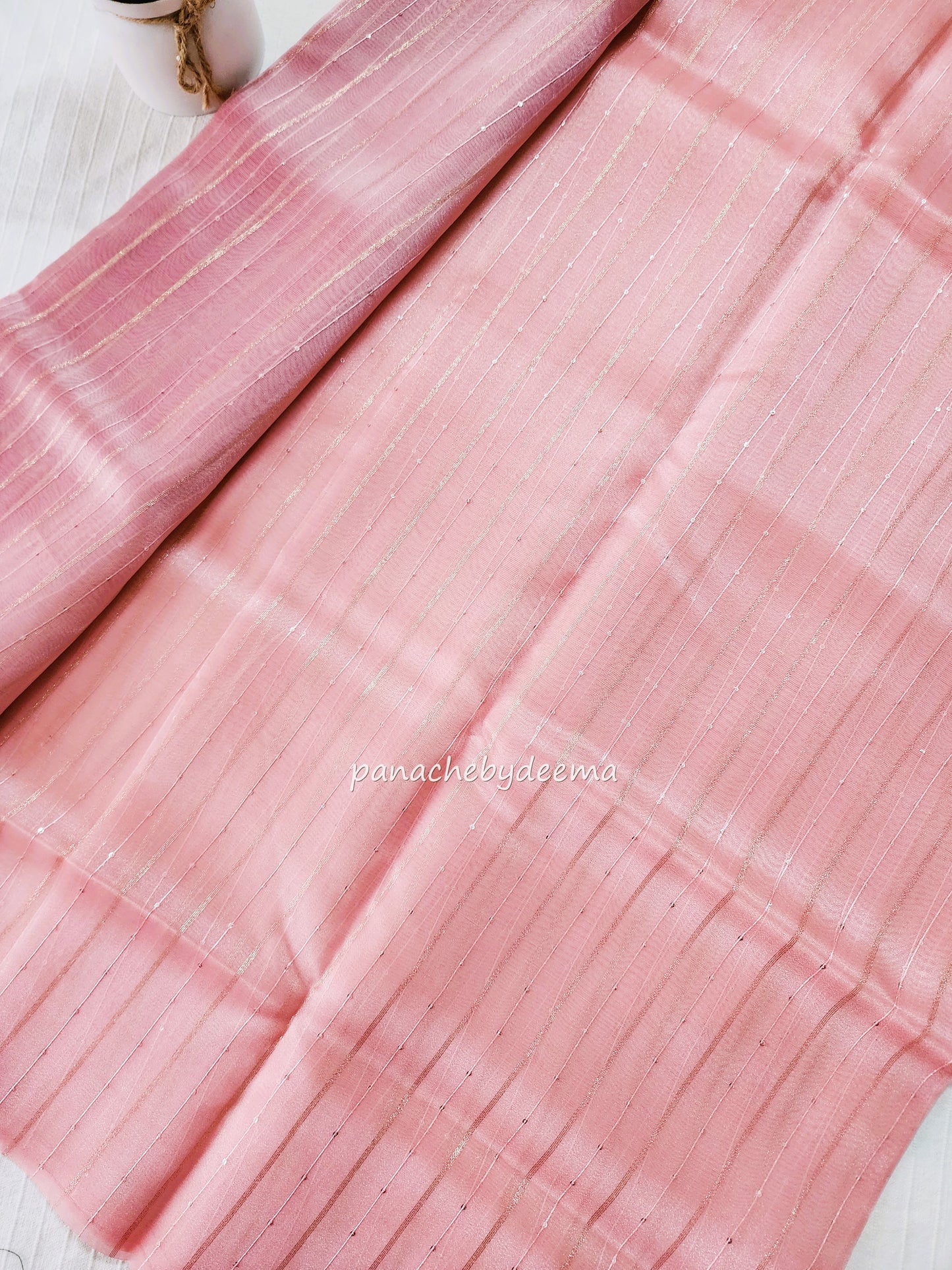 Tissue organza saree with sequins | Peachy pink| T4