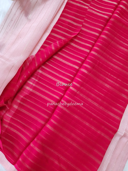 Tissue organza saree with sequins | Peachy pink| T4