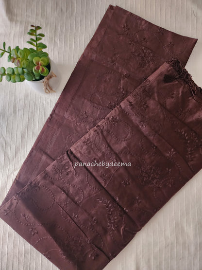 Art silk saree with embroidery | Coffee brown | A3