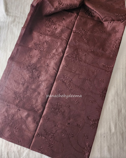 Art silk saree with embroidery | Coffee brown | A3
