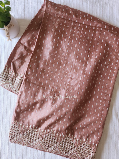 Soft flowy cut work saree with cut work borders | Dusty pink | CT110