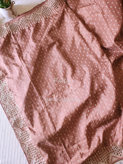 Soft flowy cut work saree with cut work borders | Dusty pink | CT110