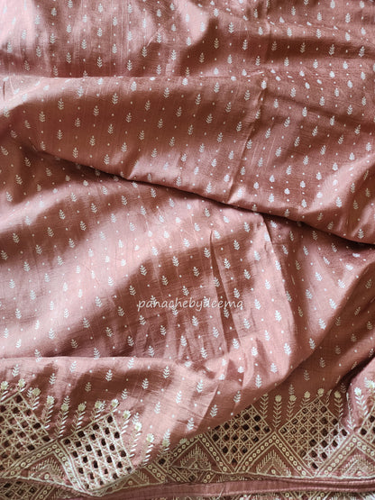 Soft flowy cut work saree with cut work borders | Dusty pink | CT110