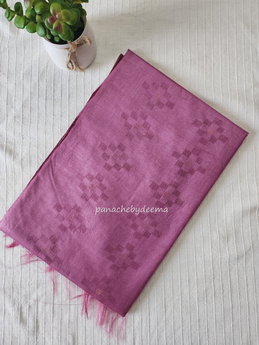 Semi tussar saree with gold butta and sequinned pallu | Onion pink | ST3